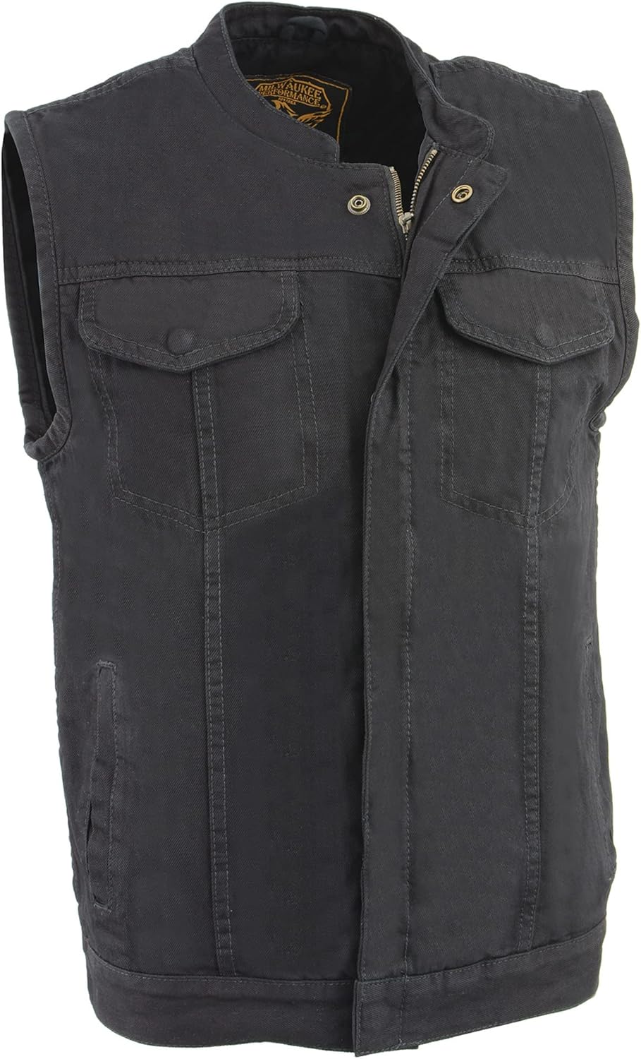 Milwaukee Leather Men's MDM3000 Concealed Snap Denim Club Style Vest w/Hidden Zipper