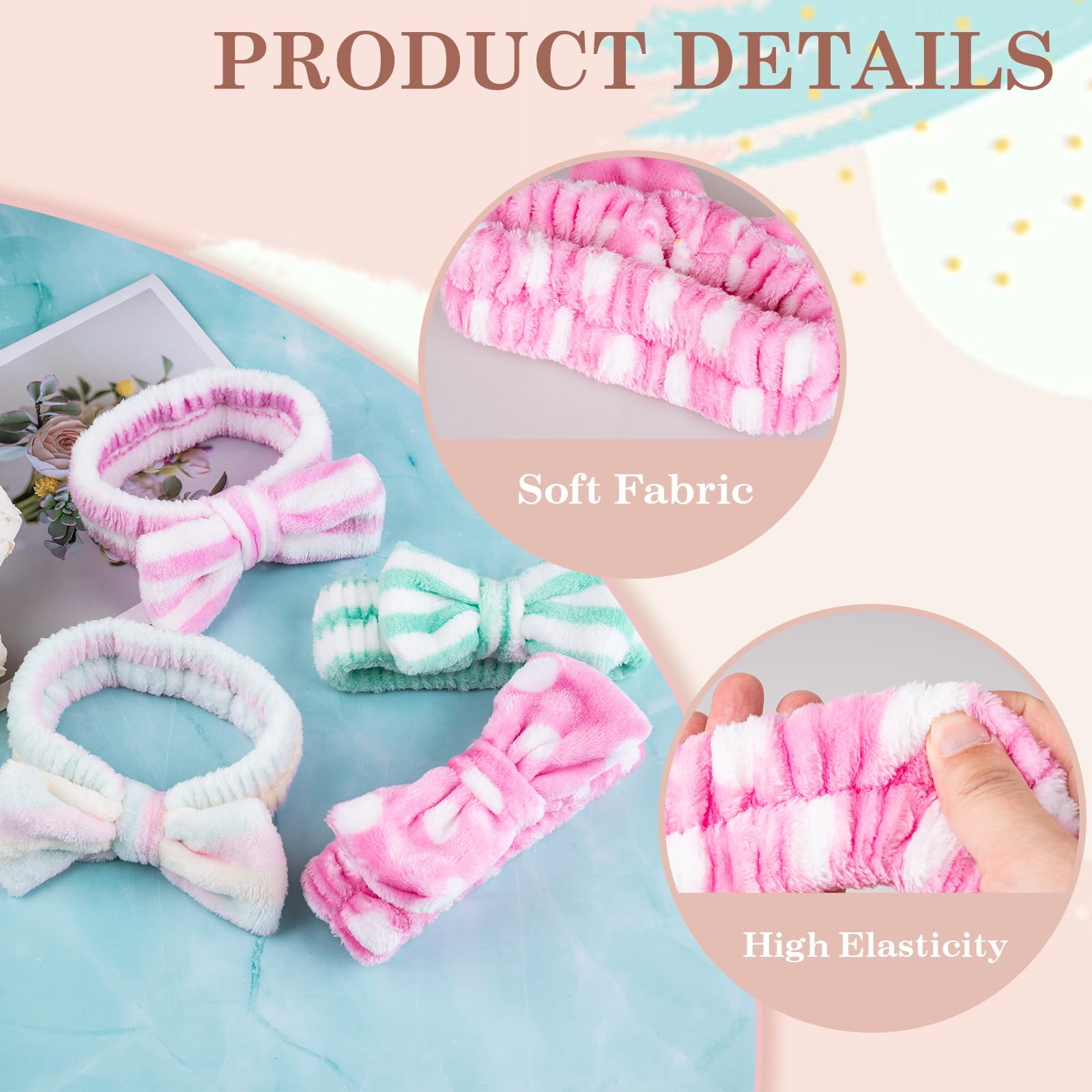 9 Pcs Stocking Stuffers for Women Girls Teen, Spa Headband for Washing Face, Microfiber Makeup Headbands with Bow, Christmas Gifts and Party Favors, Soft Skin Care Hair Band for Teens