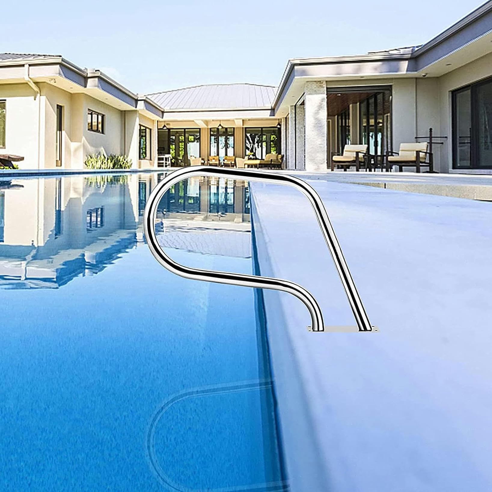 Barandilla de seguridad para piscinas, pasamanos para piscinas, barandillas para piscinas, pasamanos de fácil montaje, agarres de seguridad de acero inoxidable 304 para entrada a piscinas enterradas (