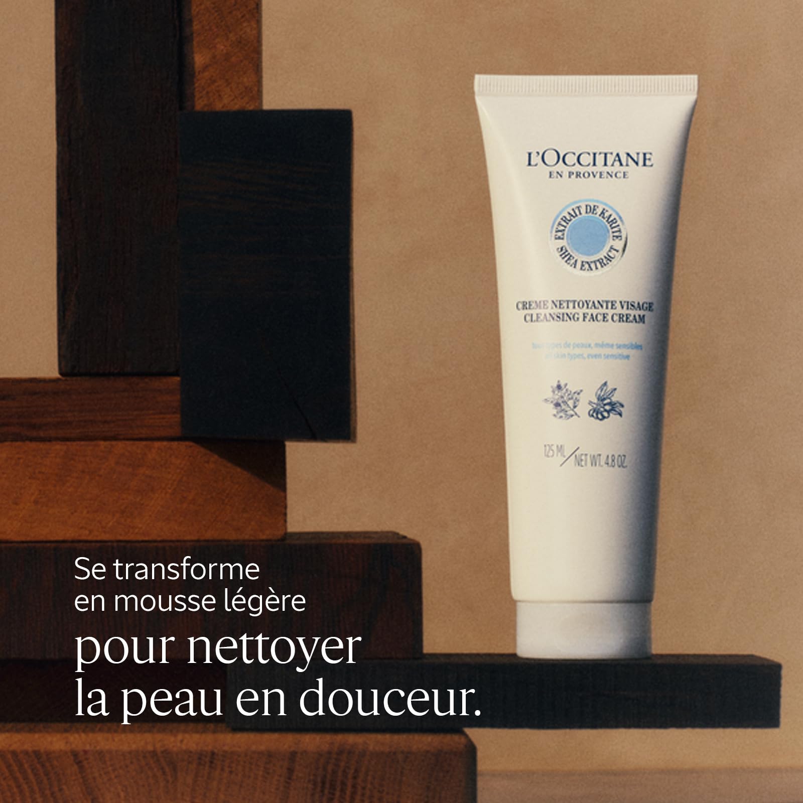 L'OCCITANE - Crème Nettoyante Visage Karité - 125 ml - Nettoie en douceur - Fabriqué en France