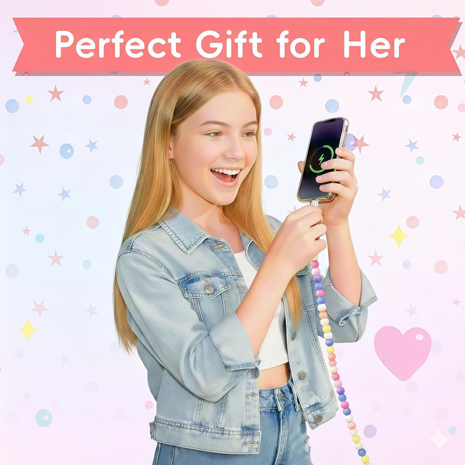 4-in-1 Beaded Charging Cable, Metal Design, Nicely Packed, 60W Fast Charging, MFi Certified, Cute Colorful Cable, Gift for Girls, Compatible with iPhone, iPad, AirPods, Galaxy, and More - Image 5