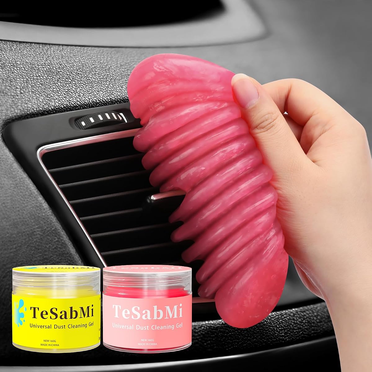TeSabMi Car Cleaning Gel for Car Cleaning Putty Car Putty Car Interior Cleaner Auto Detail Tools Car Cleaning Slime Car Accessories White Elephant Gifts for Men Women Adults Stocking Stuffers 2 Pack