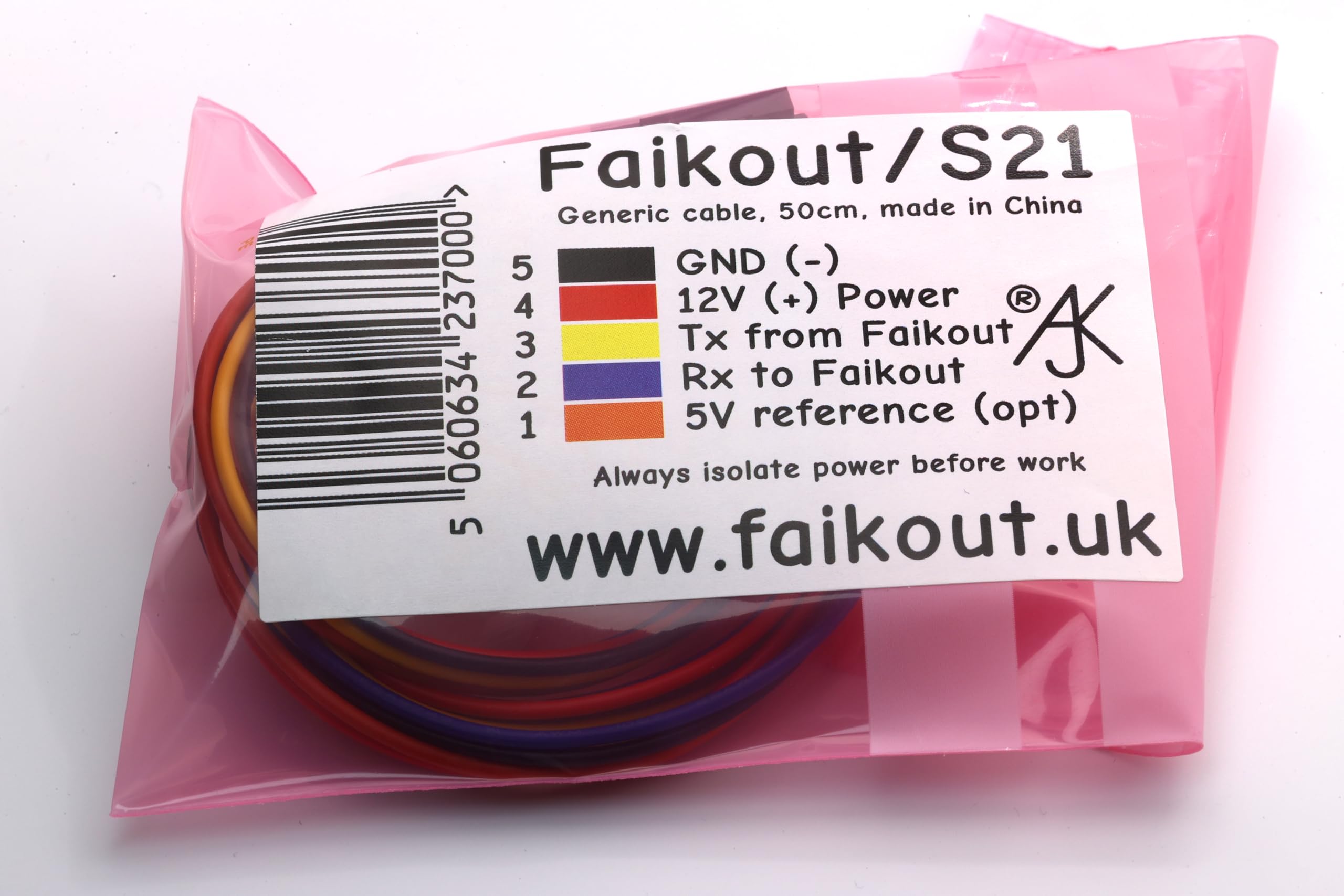 Faikout®/S21 Generic cable 50cm, and 3D resin case