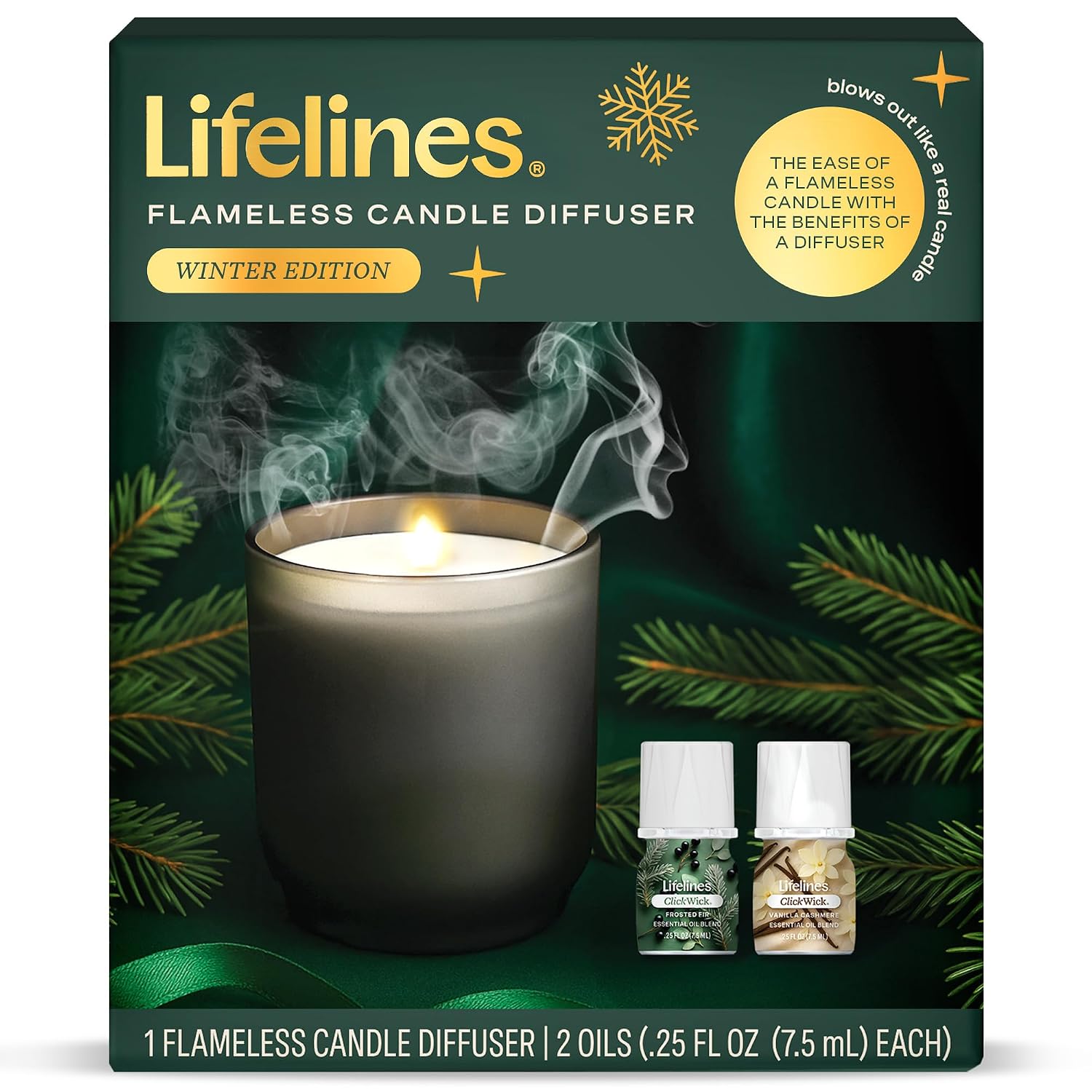Lifelines Flameless Candle Diffuser - Winter Edition Gift Set - Aromatherapy Essential Oil Diffuser with 2 Holiday ClickWi... - Review, Price and Buying Guide
