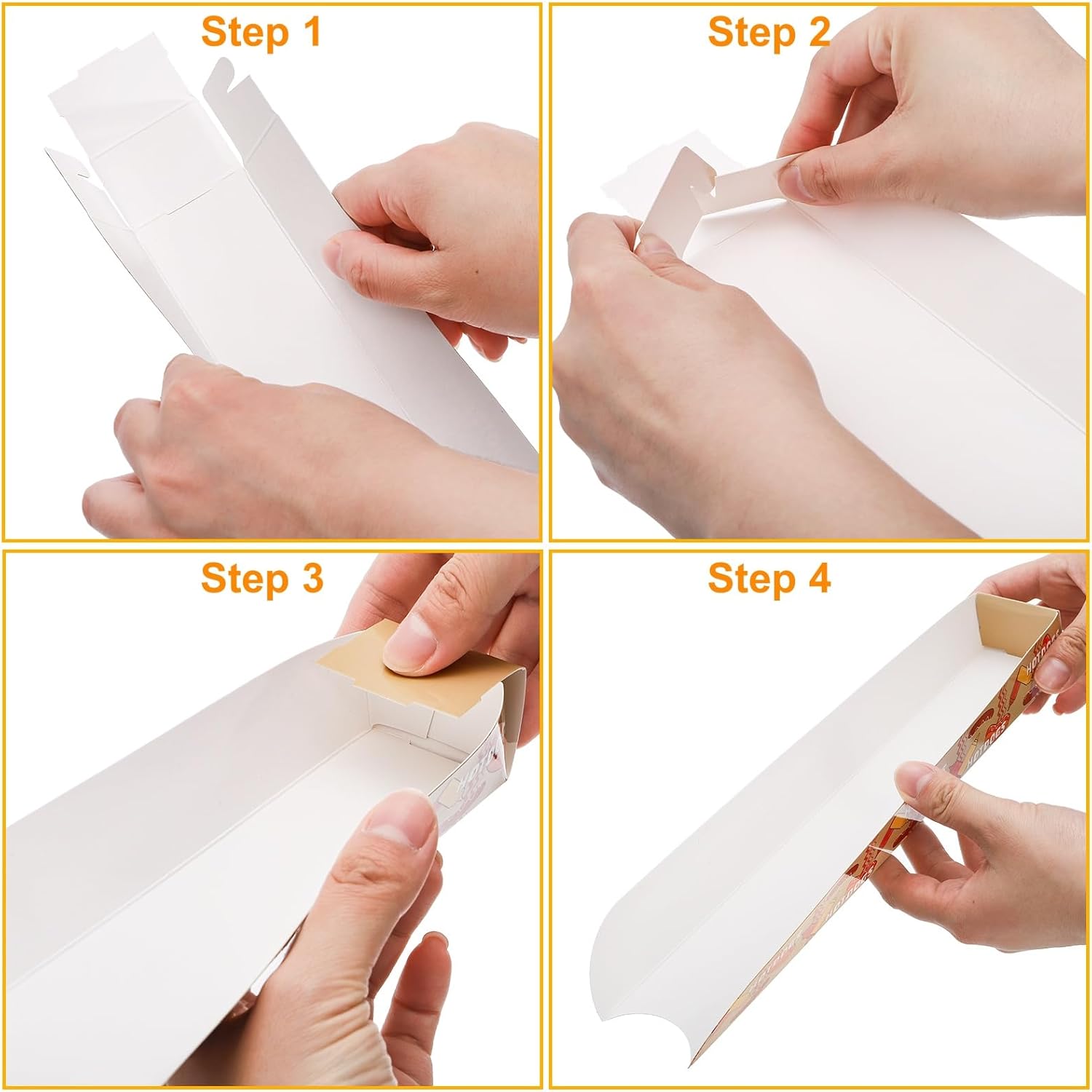 DEAYOU 300 Pack Hot Dog Trays, Open-Design Hot Dog Containers, Greaseproof Paper Food Serving Tray, Disposable Hot Dog Holder Boats for Nachos, Tacos, Fries, BBQ, Festivals, Party, 11.8" x 2" x 1.3"