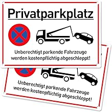 Private Parking Sign Parking Prohibited (30 x 20 cm Aluminium) – Vehicles Are Towed for a Fee – Clear Sign for Parking Prohibition – Parking Signs Private Property Pack of 2