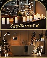 Vista 27 de VIHOSE White Flameless Candles Set Flickering LED Flameless Candles with Remote and Timer Flat Top Battery Operated Candle for Wedding Outdoor Home