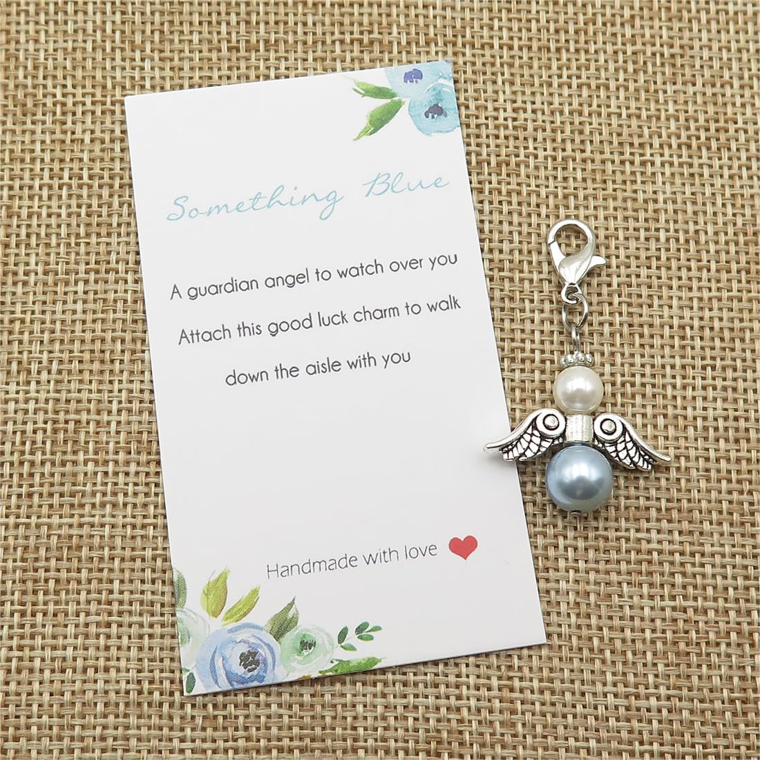 WISHOW Something Blue Angel Wedding Bouquet Charm - Gift for Daughter, Bride