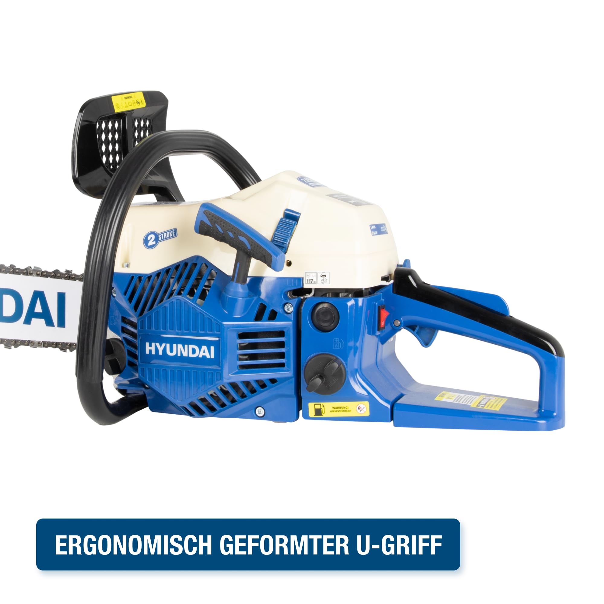 HYUNDAI Benzin-Kettensäge CS6220G | 51 cm/20" HYUNDAI Schwert und Kette | Motorsäge, Motorkettensäge, Benzinsäge | Hubraum 61.5 cm³ | 3.9 PS Leistung | inkl. Werkzeugset