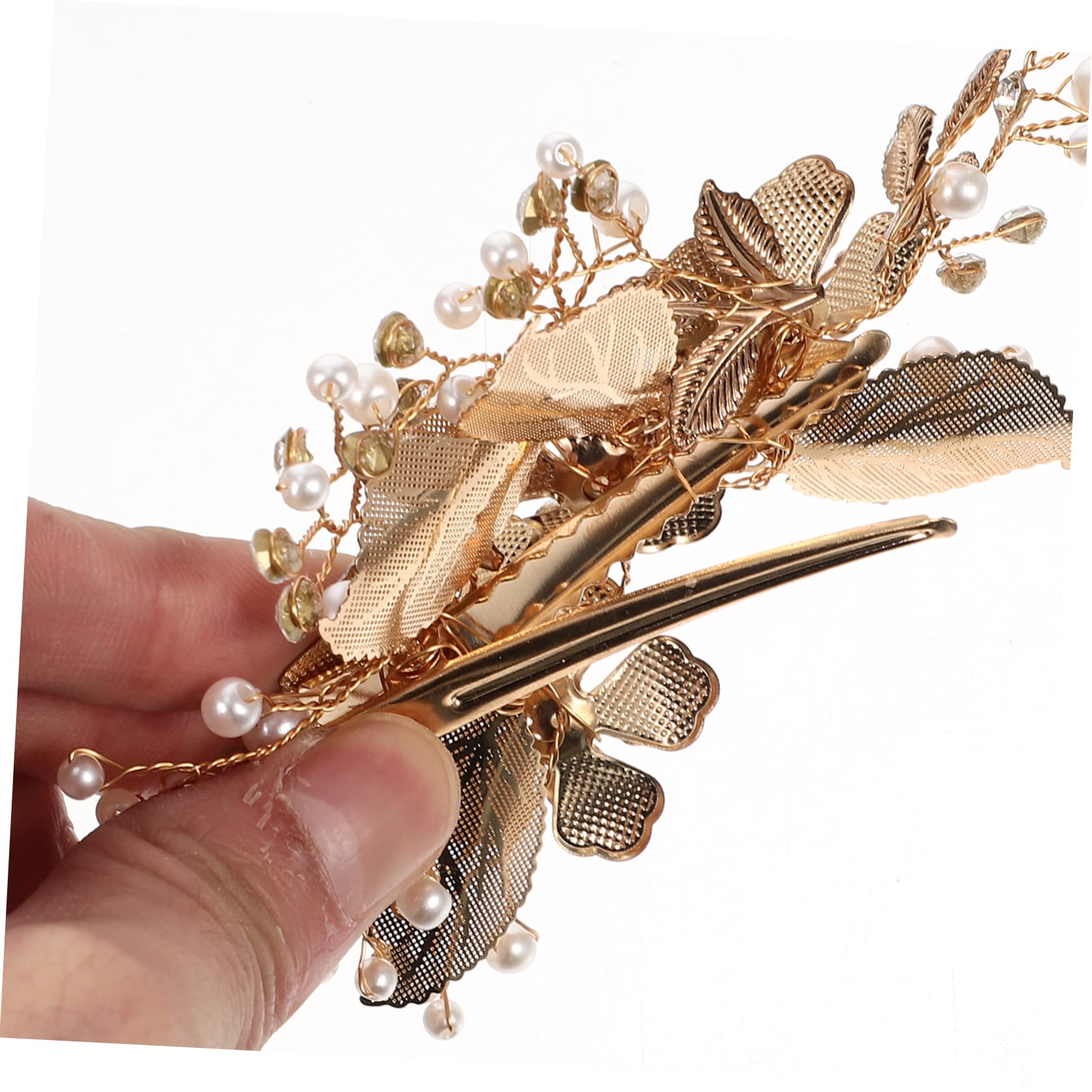 MAGICLULU 5St Haarnadel Haarspangen Haarklammer hairpin Hochzeit Strass-Kopfschmuck Tiara haarschmuck Brautaccessoires goldene Haarspange Blatt Kopfbedeckung Zubehör Brautjungfer