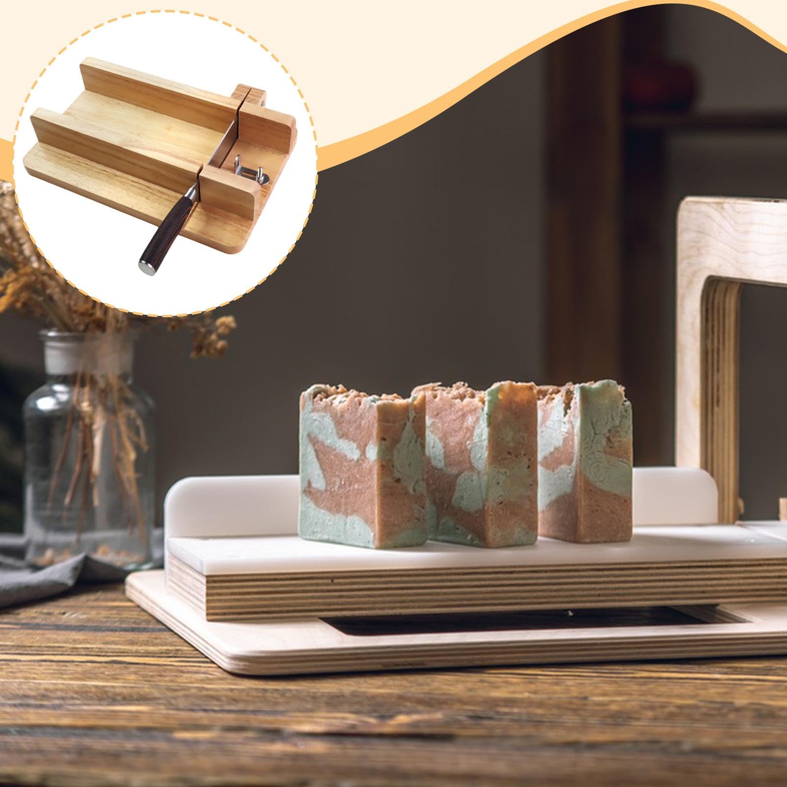 Cortador de Jabón de Madera con Escala, Máquina Cortadora de Jabón para Velas, Pasteles,