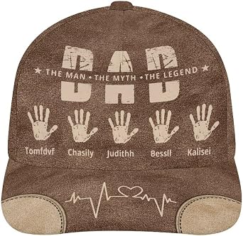 Personalized Classic Cap, Custom Handprints Dad Cap with Kids Names, Dad Baseball Cap, Gifts for Dad, Daddy, Grandpa, Husband