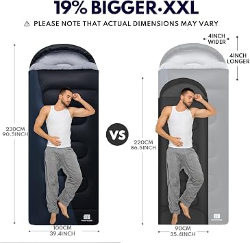 XXL Sleeping Bags for Adults Teens, 4 Season Camping Sleeping Bag Waterproof,Machine Washable Backpacking Gear for Cool Weather,Outdoor Hiking Hunting,with Compression Sack,90x39