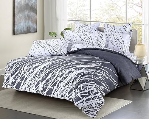 Miniatura 8 de Swanson Beddings - Juego de ropa de cama (100 % algodón), ramas de árbol Funda de edredón, fundas de almohada.