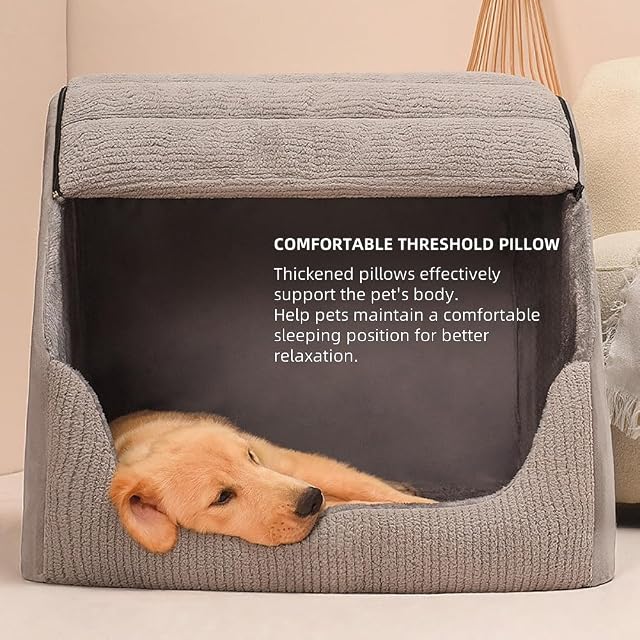 Foto 5 de 6 de Cama Extragrande para Perros, acogedora casa para Perros en Interiores