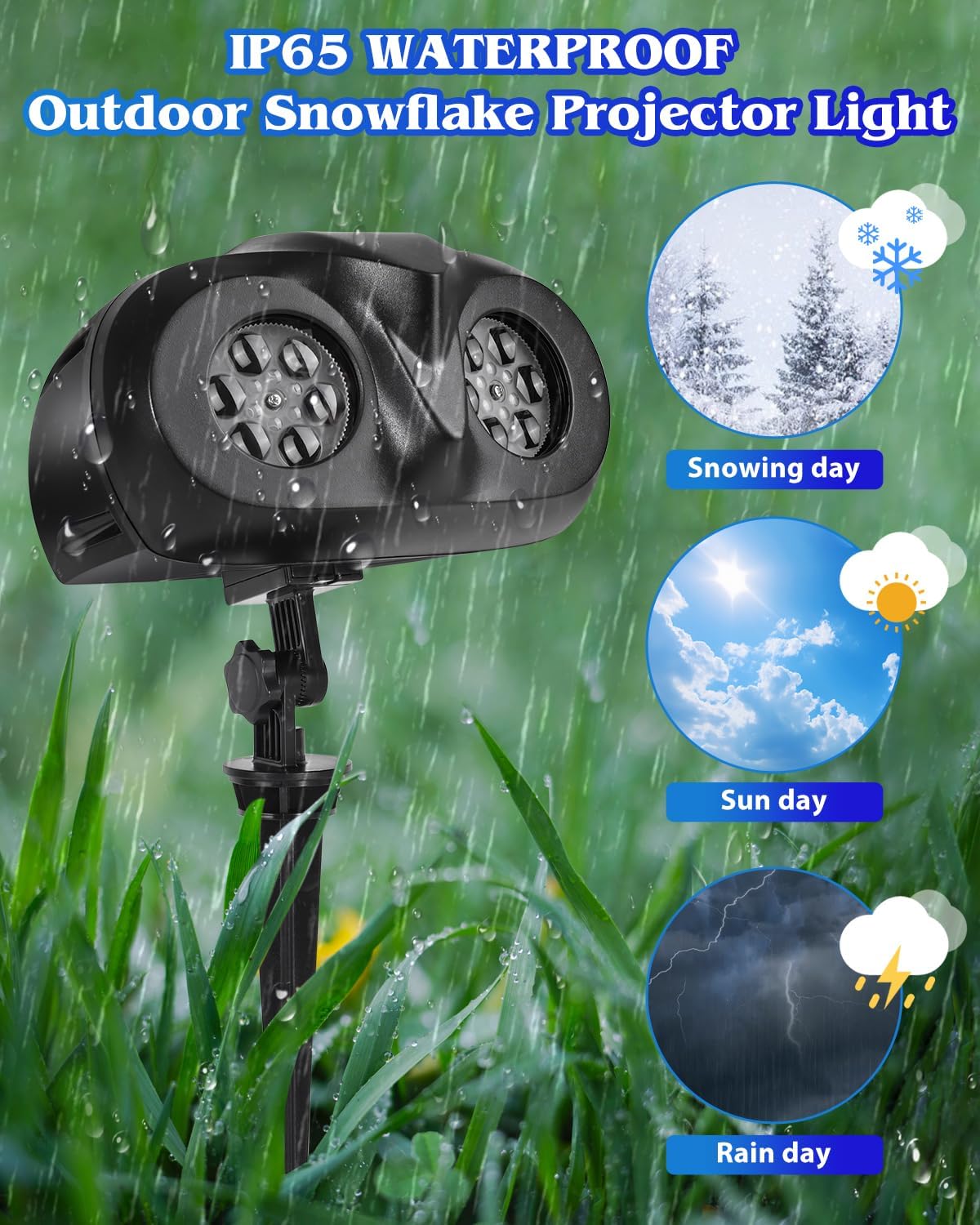 2025 Christmas Snowflake Projector Lights, Double Head Snowflake Projection Light with Remote, Christmas Projector Lights Outdoor IP65 Waterproof for Xmas Holiday Wedding Party Garden Patio Decor