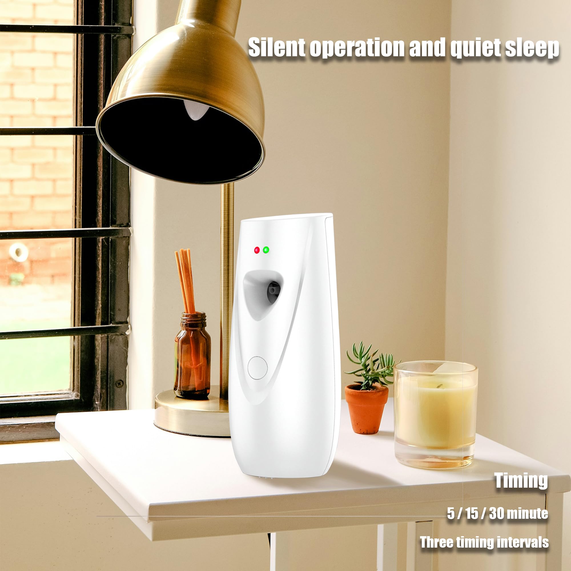 Dispenser automatico spray per deodorante per ambienti, confezione da 2, supporto per spruzzatore da parete o indipendente, impostazioni multiple di tempo, uso commerciale e domestico in bagno,