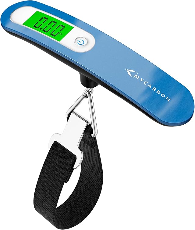MYCARBON Bilancia per Valigie Elettronica 50KG Funzione Tara LCD Display | Bilancia Pesa Valigie da Viaggio Digitale Portatile