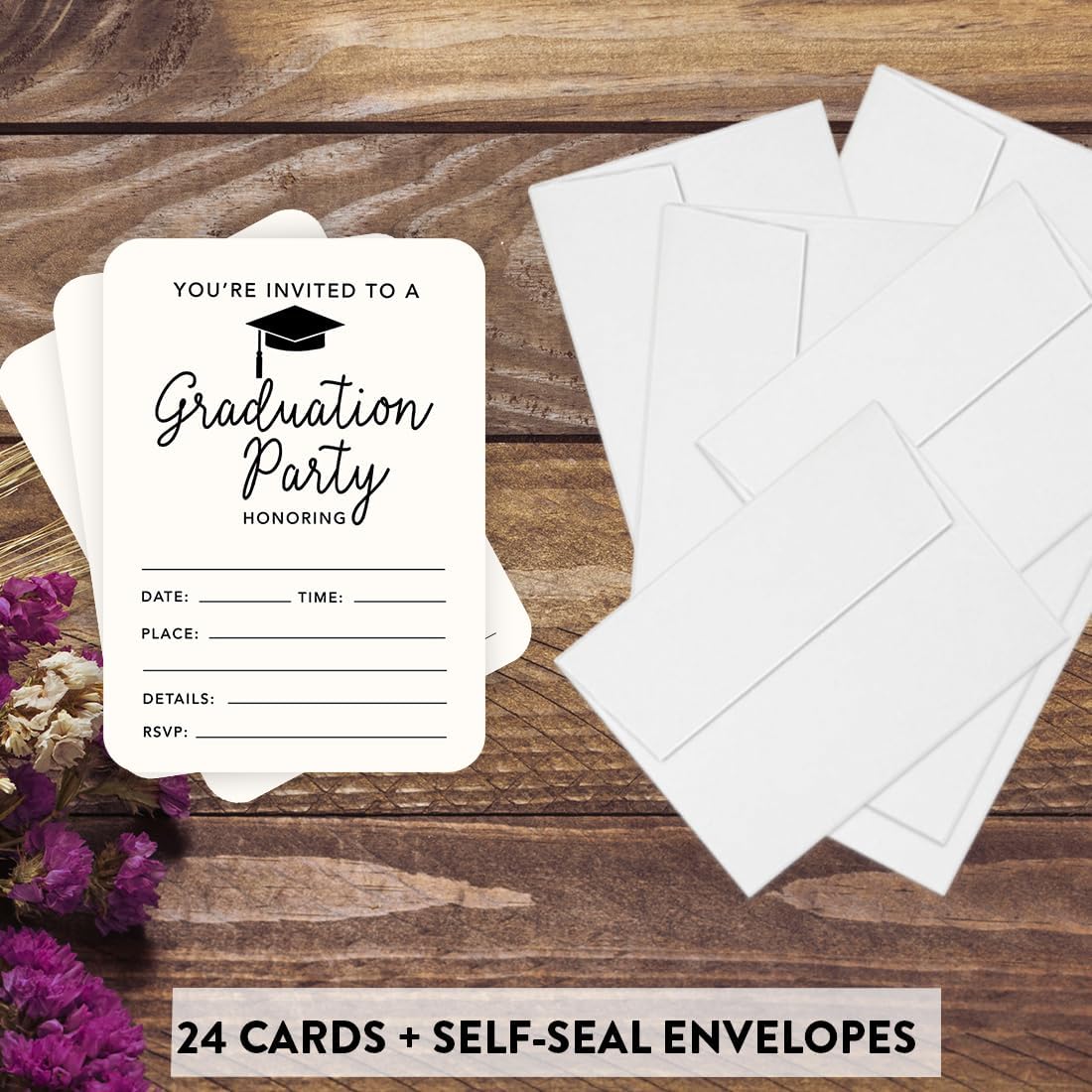 Andaz Press Graduation Invitations with Envelopes 5x7-Inch Ivory Graduation Invitations, 24-Pack, Grad Party Invites Graduation Party Decorations 2026 Grad Party Invitation Class of 2026