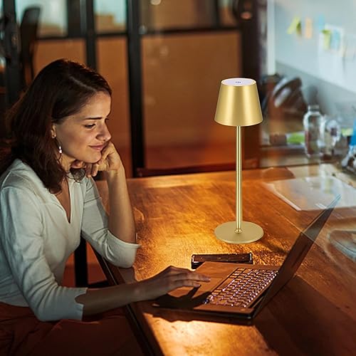 Miniatura 4 de Paquete de 2 lámparas de mesa inalámbricas, lámpara de escritorio LED recargable portátil de 5000 mAh, 3 modos de color, luz de mesa de atenuación