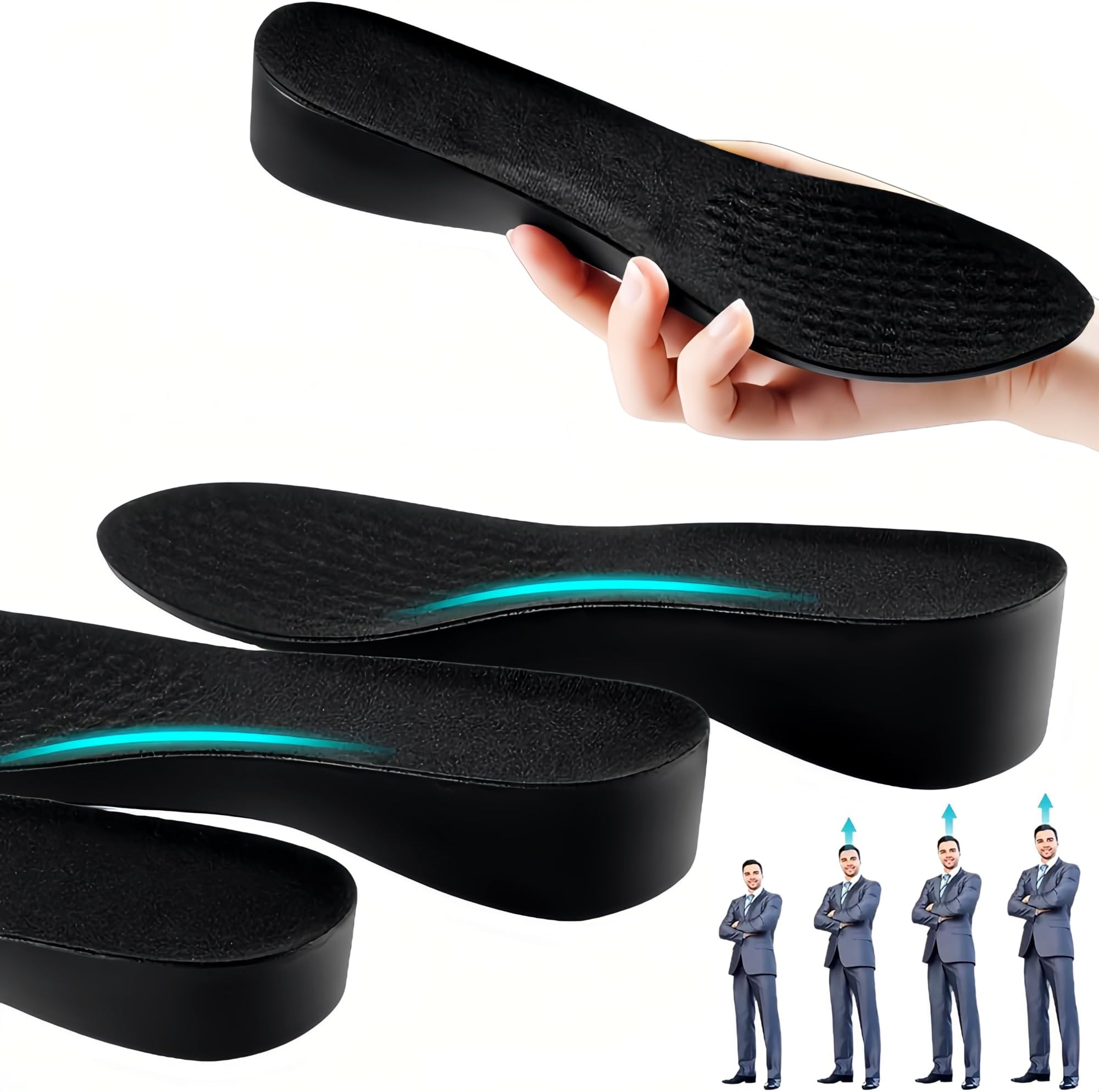 Height Hoosters,Heel Lifts Men 2-6 Inch,Shoe Lifts for Women,Height Taller Shoe Inserts,Shoe Lifts for Uneven Legs,Height Increasing Shoe Inserts,Rizzsoles,Highpads (10.55''Lx2.4''UP) (1Pair)