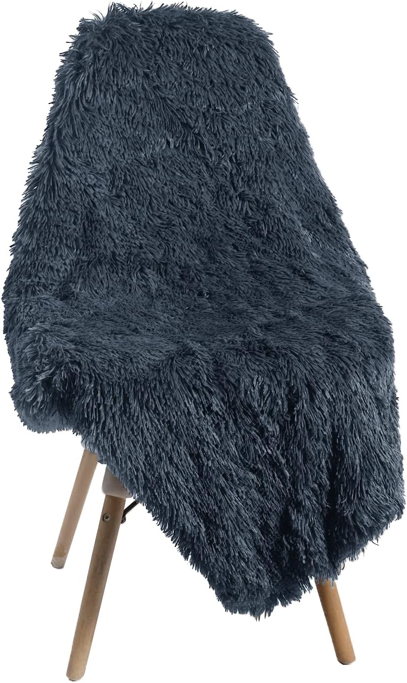 Luciphia Shag Fur Dog Blankets, Faux Fur Plush Pet Blanket Fuzzy Throw for Small Medium Large Dogs Cats, Dark Gray Medium（40" x 30"）