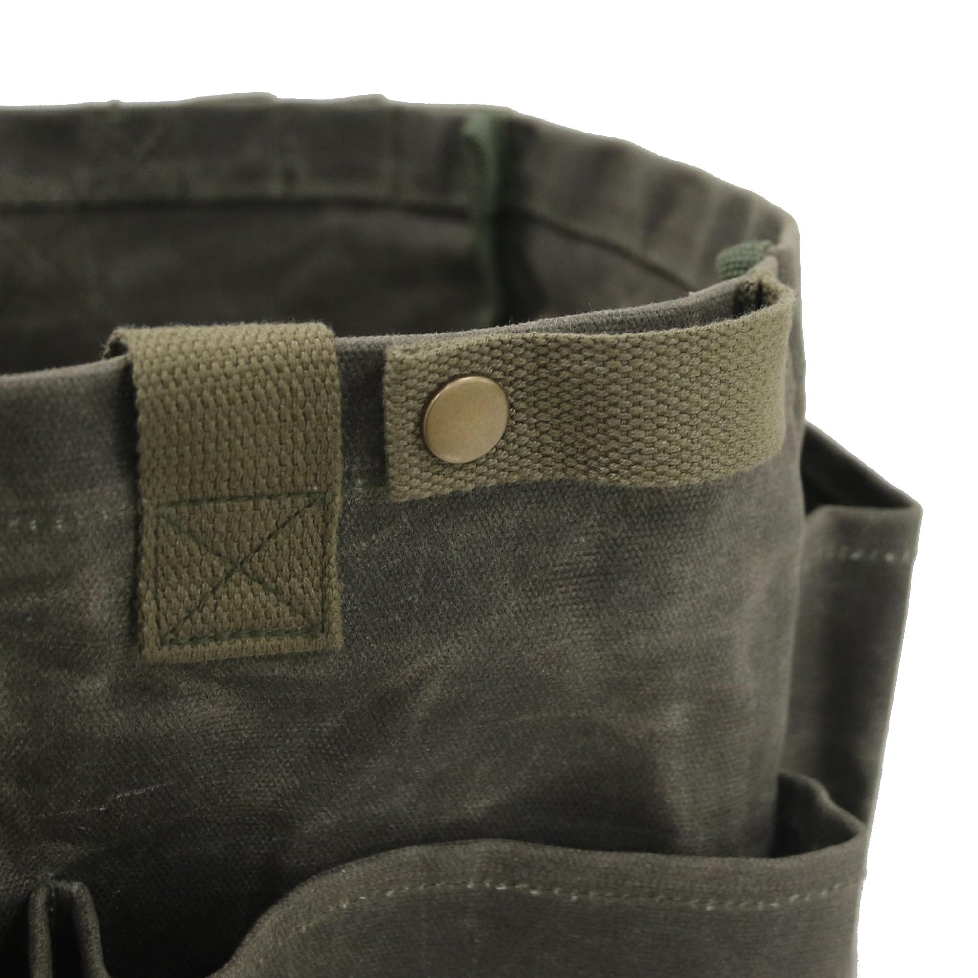 Faltbare werkzeugtasche Leer, gartenwerkzeug tasche, Handwerkzeugtasche groß, einkaufstasche klein, Waxed canvas 46x18x28cm - Ideal für Gärtner Elektriker Schreiner Handwerker(olivgrün)