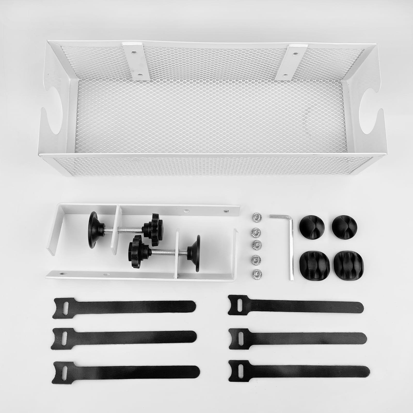 Zarządzanie kablami pod biurkiem, taca do zarządzania kablami 43 cm, metalowy kosz na kable do zarządzania przewodami, uchwyt na listwę zasilającą, organizer przewodów, pogromca przewodów do