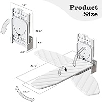 Vista 2 de MYOYAY Tabla de planchar montada en la pared de 12 x 37 pulgadas, ahorro de espacio, tabla de planchar plegable de 180° con cubierta resistente al