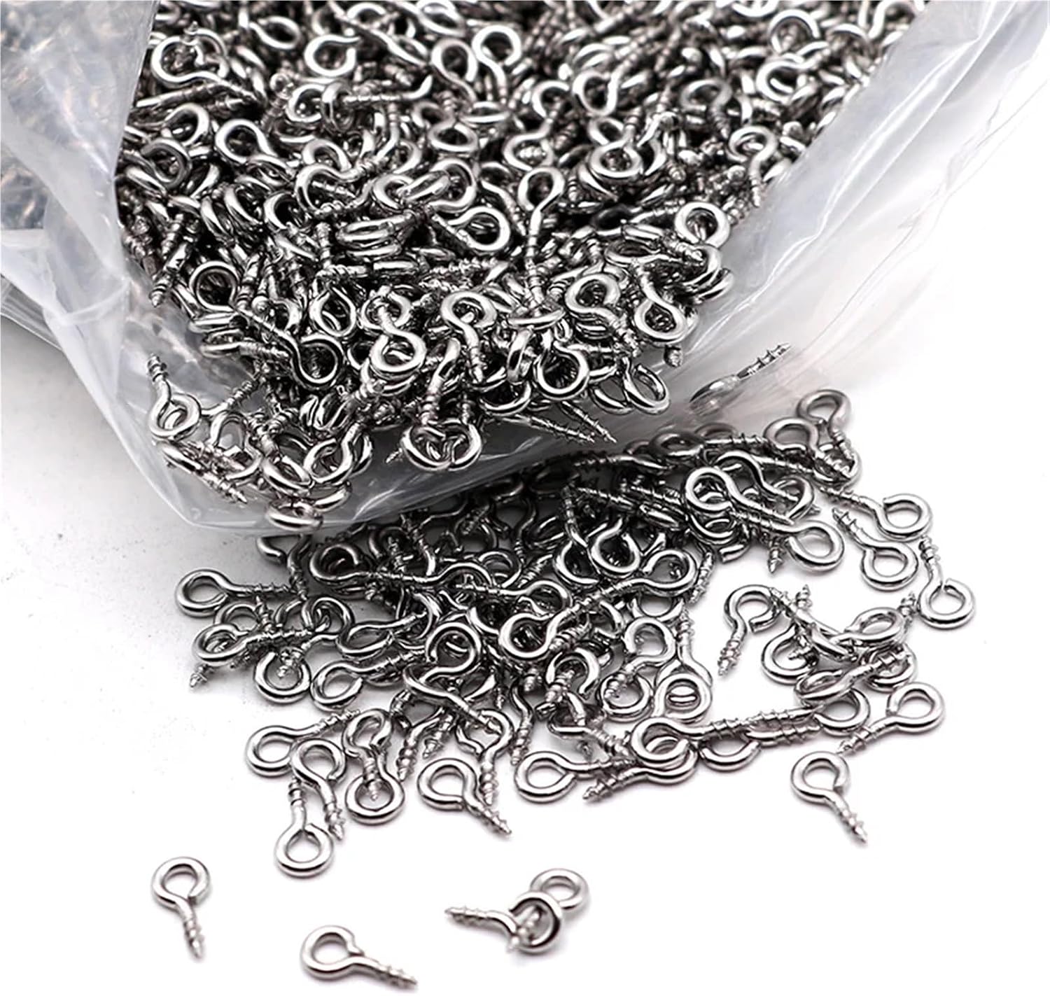 Eye Pins 1000pcs Stainless Steel Tiny Mini Screw Eye Pins Eyepins Hooks Threaded Eyelets Clasps for DIY Beads Jewelry Making for Jewelry Making, Pendant Beads(4x10)