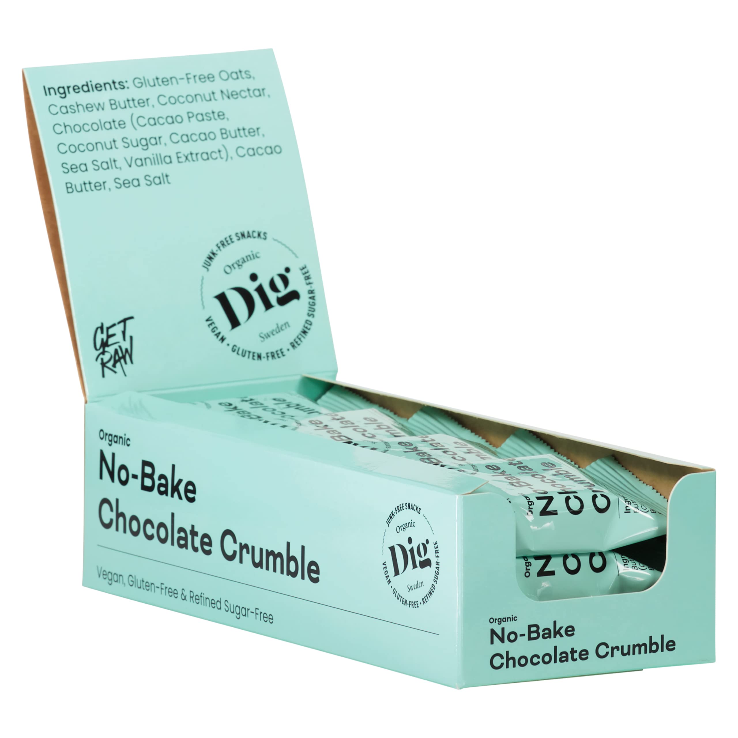 Dig Bio-Streuselkuchen Schoko – No-Bake Riegel mit Schokolade, Vegan & Glutenfrei, 12 x 35g