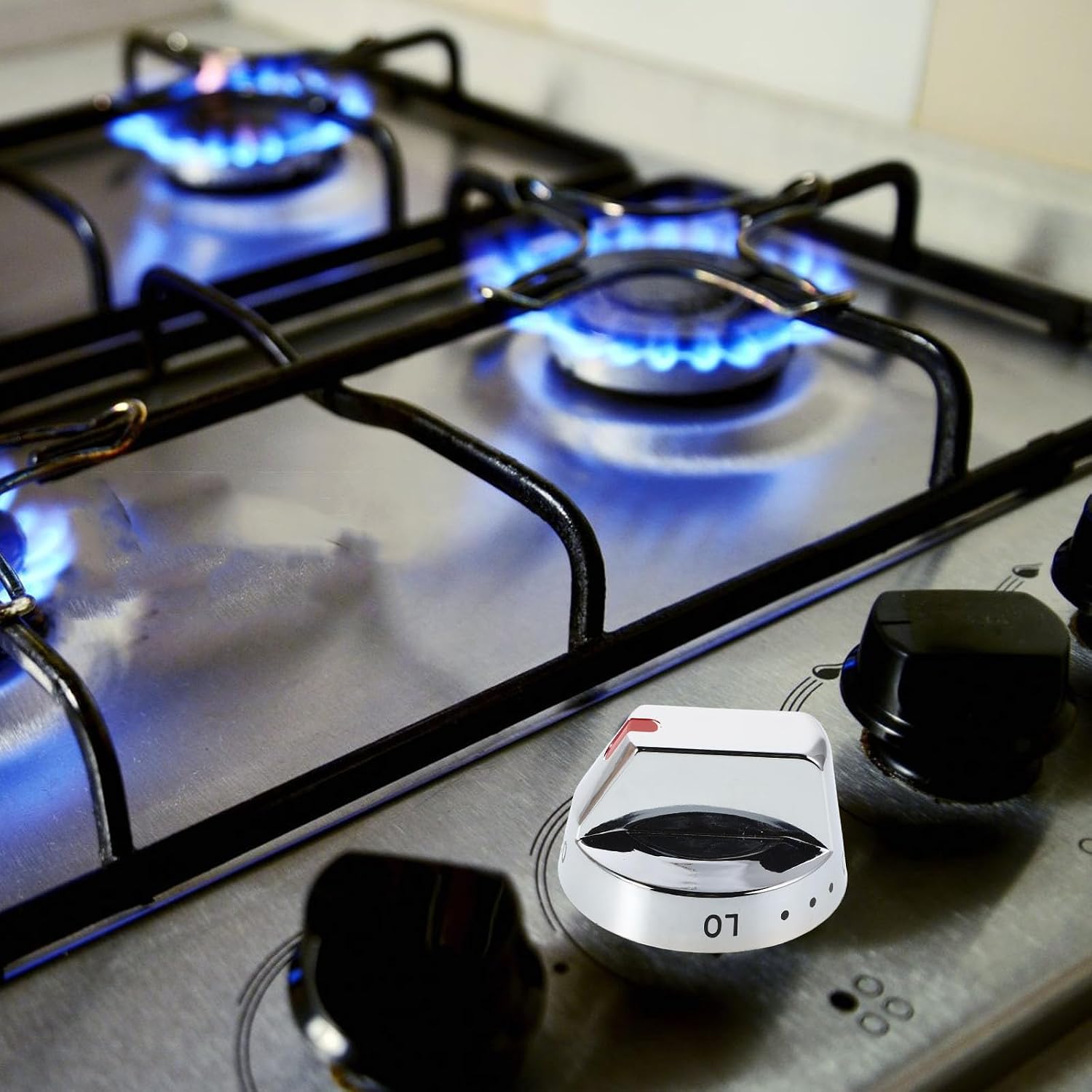 Stainless Steel Gas Range Burner Knob Replacement for Rv Stove with Adjustable Flame and Easy to Install Features, for Kitchen Appliance Accessories and On-the-go Cooking