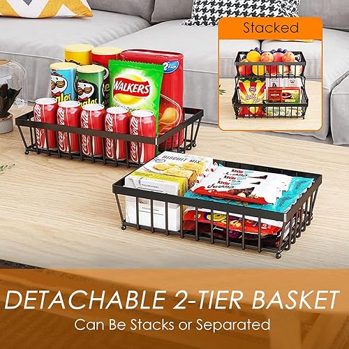 Miniatura 4 de Cesta de frutas para encimera de 2 niveles para cocina, mostrador de frutas, verduras, soporte de almacenamiento de aperitivos, organizador de