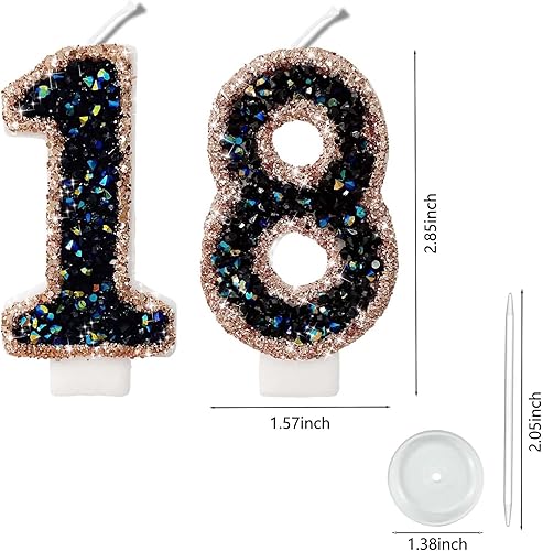 Miniatura 392 de Velas de números con purpurina de oro rosa de 2.8 pulgadas, muchos colores, regalos de cumpleaños de 22 años, velas de cumpleaños, velas de números
