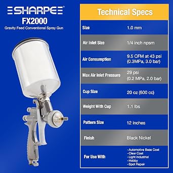Graco-Sharpe 288883 Finex FX2000 Conventional Spray Gun, 1.0 mm