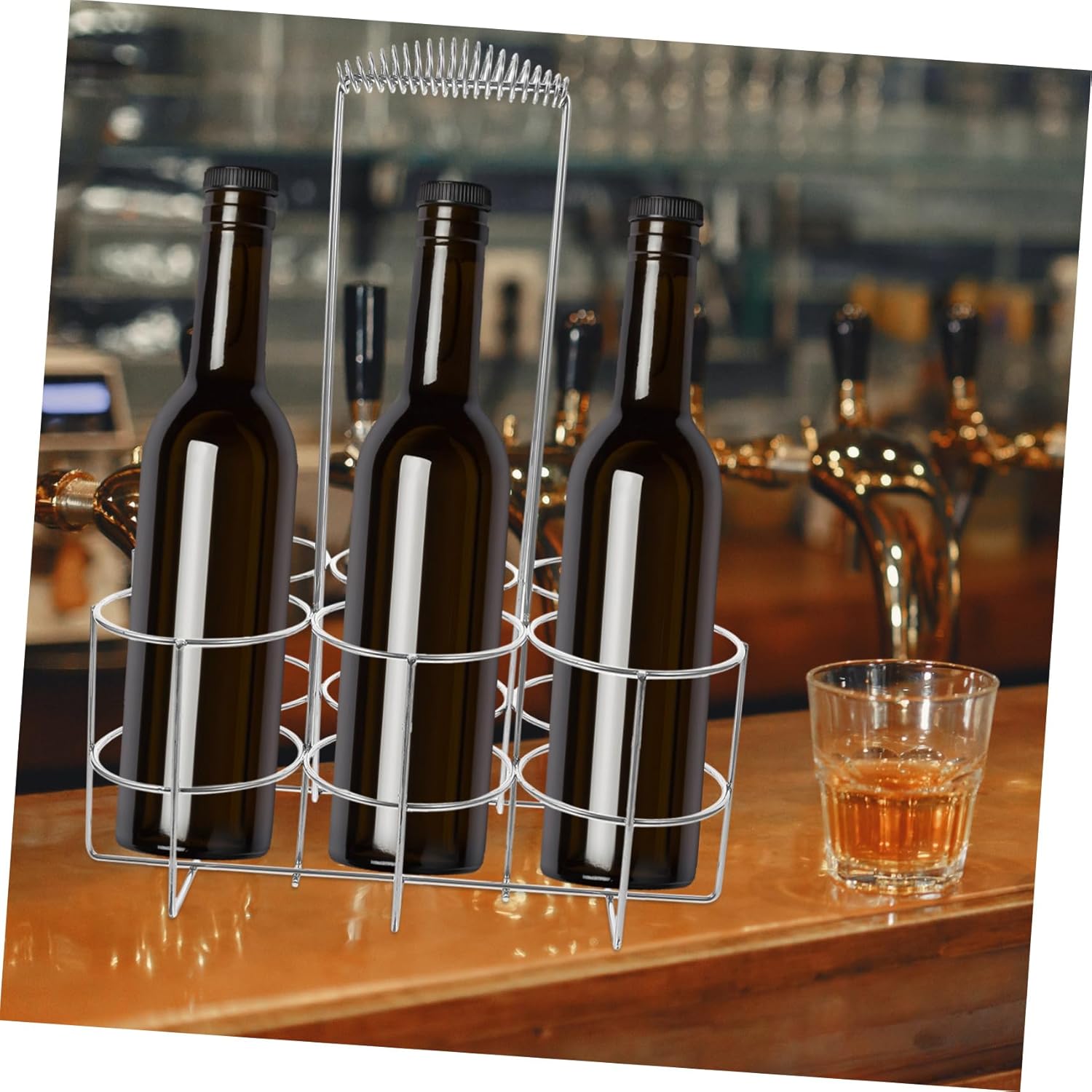 Beer Holder Metal Beer Bottle Basket Bottle Organizer for Kitchen Bar Picnic