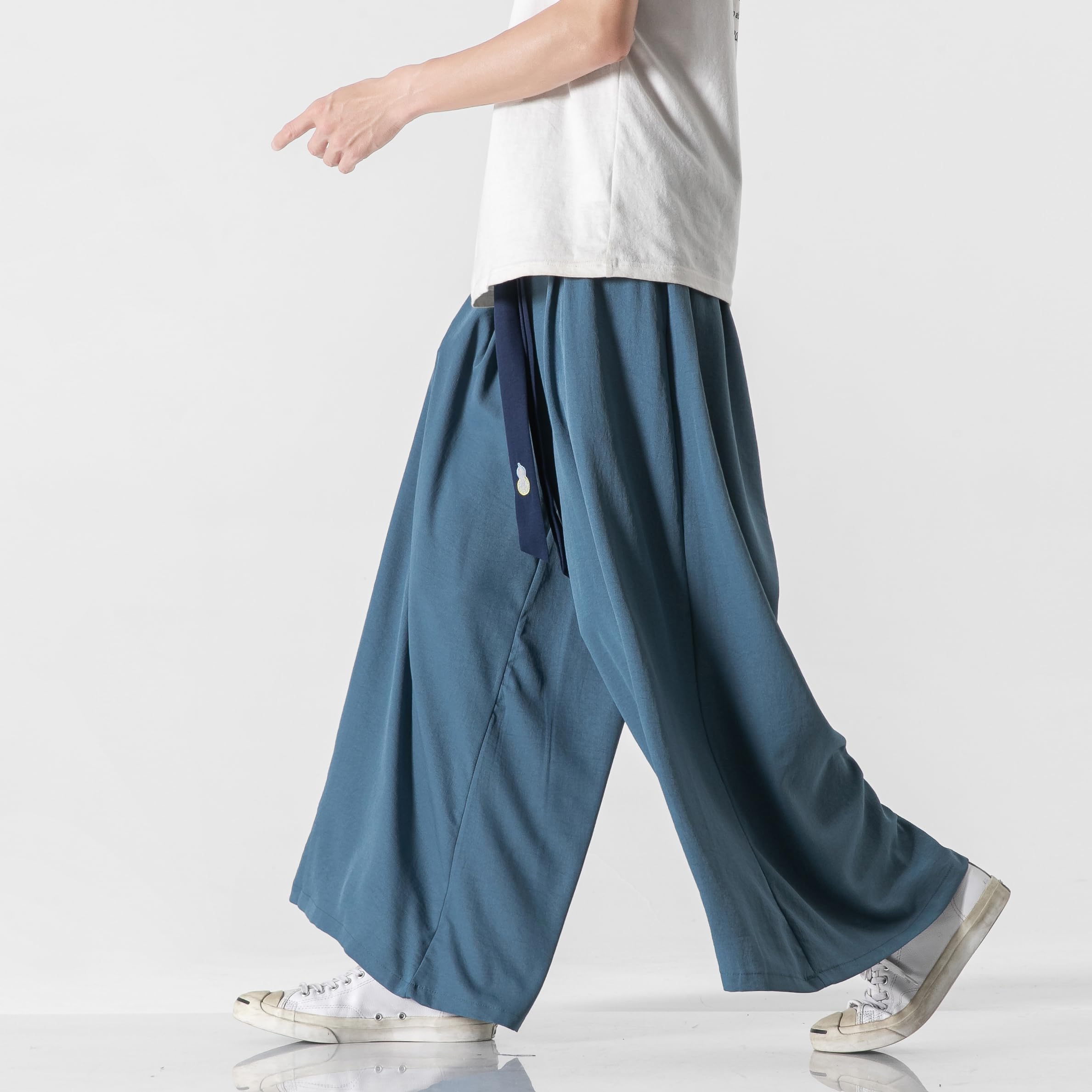 GURUNVANI Pantalones de yoga japoneses de pierna ancha para hombre, pantalones holgados de hip hop