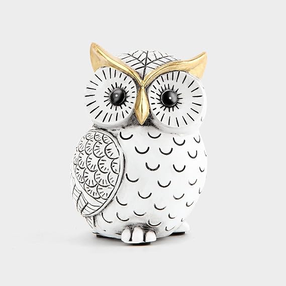 Owl Statue and Monkey Figurine for Home Decorations Bundle
