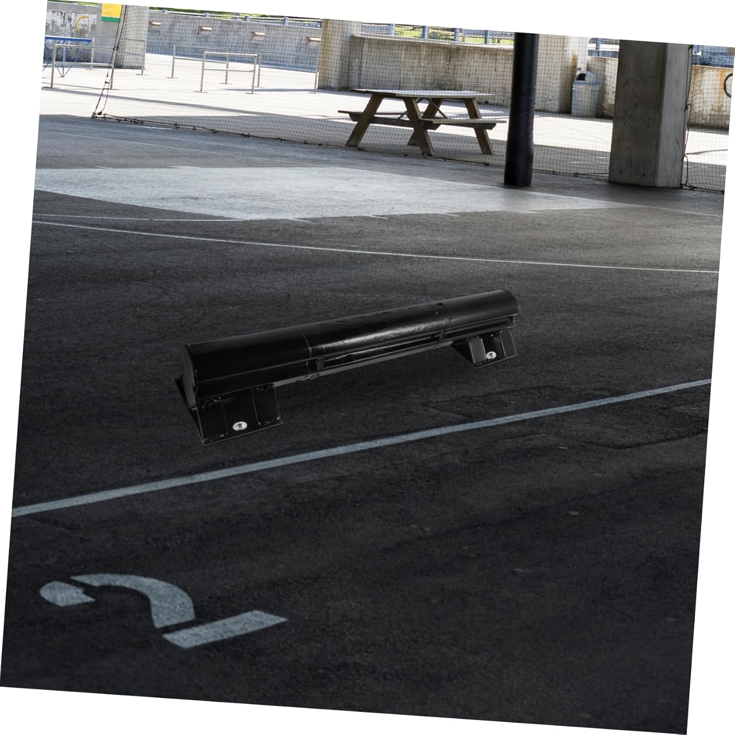 PRETYZOOM Sturdy Parking Stopper Reflective Stripes 2-Pack Car Wheel Stopper for Garage and Driveway Curb Ramp Parking Block for SUVs and Trucks