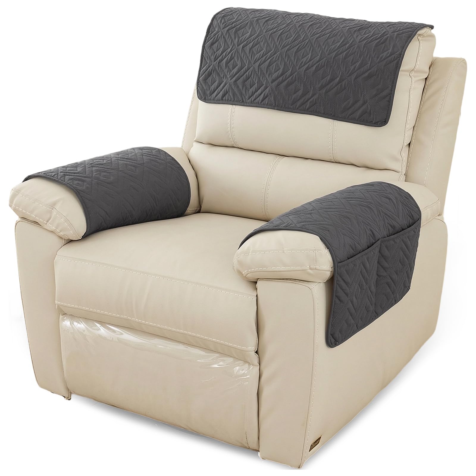 3Pcs Sofa Armrest Headrest Covers Set, Anti-Slip Armchair Protectors
