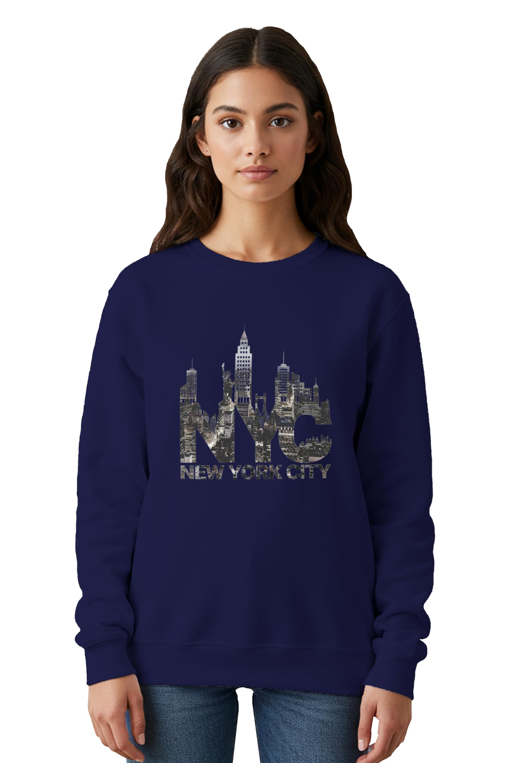 buy that trendz Sweatshirts for Women NYC Printed Cotton Blend Long Sleeve Round Neck Regular Fit Casual Gen Z Winter Sweatshirt-picture-31