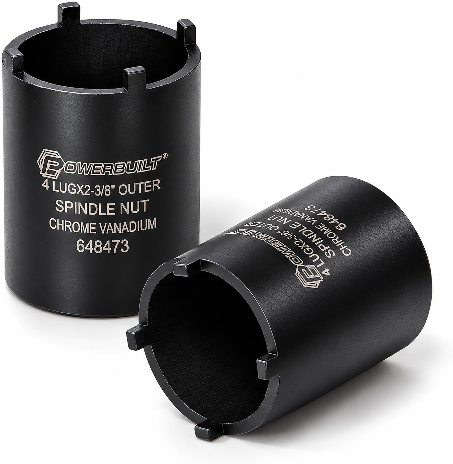 Powerbuilt Spindle Nut Socket, 4 Lug, 2-3/8 Inch Outer Diameter, Bronco Ranger Ford Chevy GMC Pickup Trucks and SUV - Black 648473