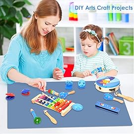 Extra Large Silicone Craft Mat for Kids, Large Silicone Sheet for Crafts, Kitchen Non-Stick Baking Mat Blue Gray, Heat Resistant Countertop Mat, Waterproof Placemat, Multipurpose Mat 23.6\'\'x15.75\'\'