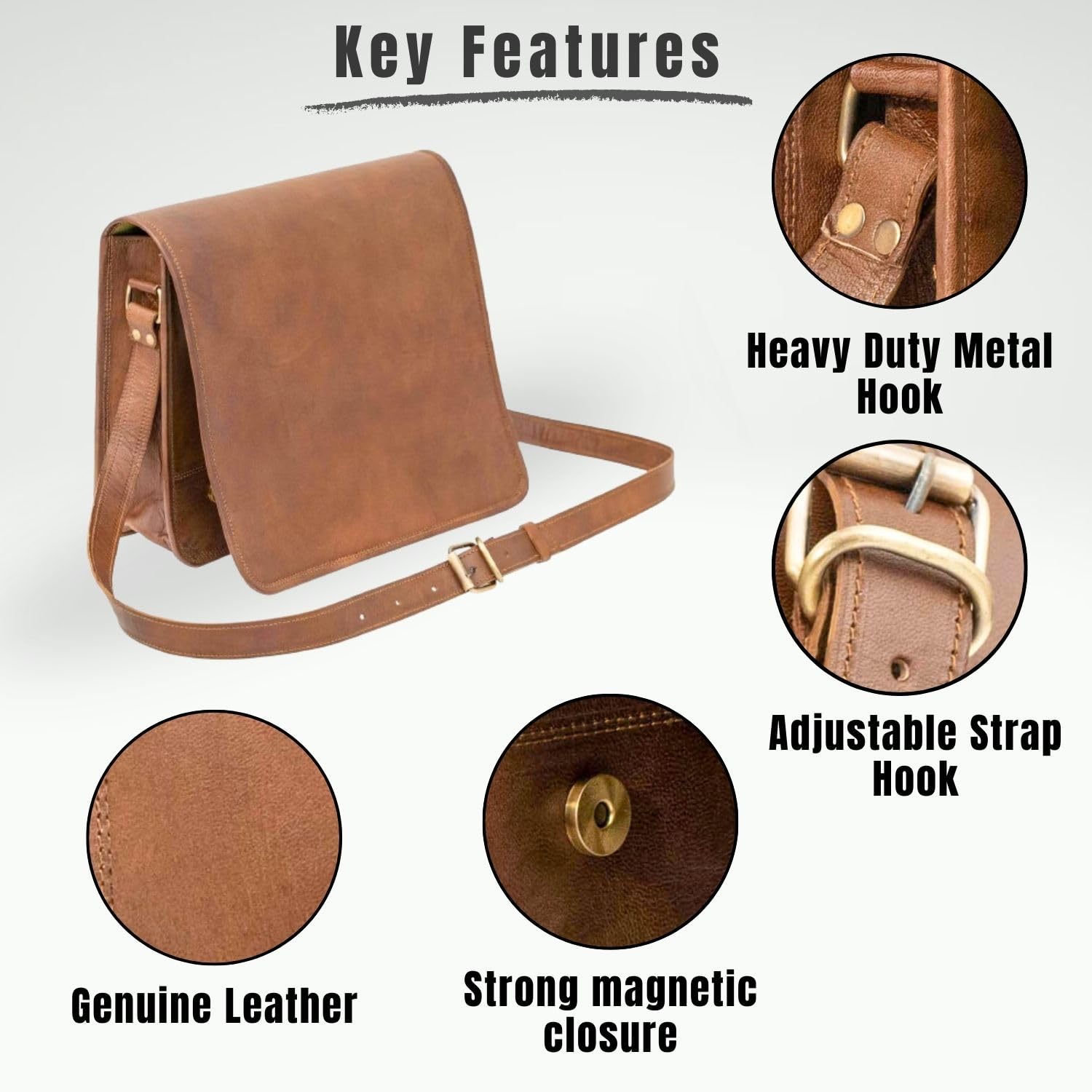 Amazon.com: Indian Hando Art 13 inch Leather Messenger bag