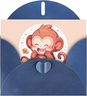 Blue YYHWHJDE Happy little monkey Prints Greeting Card 6x4 Inches - Fashionable and Unique Design for Various Occasions