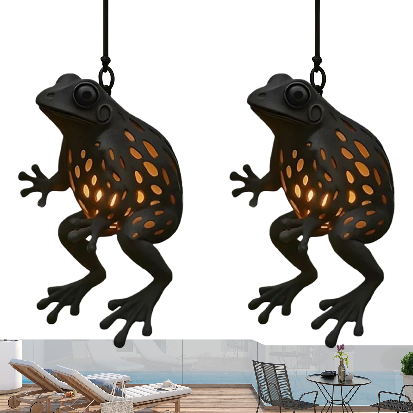 Lumières grenouille noires pour ambiance de fête au jardin et cour