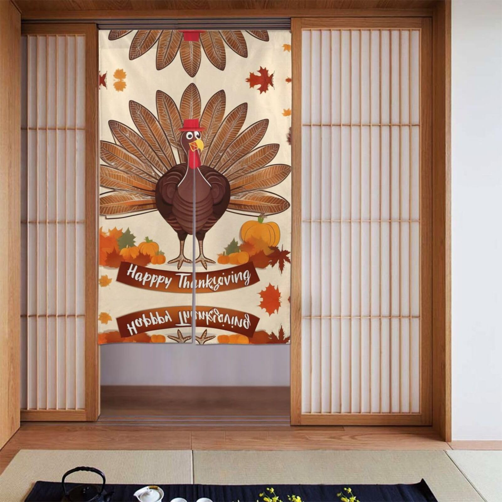 Rideaux occultants de porte BROLEO motif feuilles d'érable pour chambre
