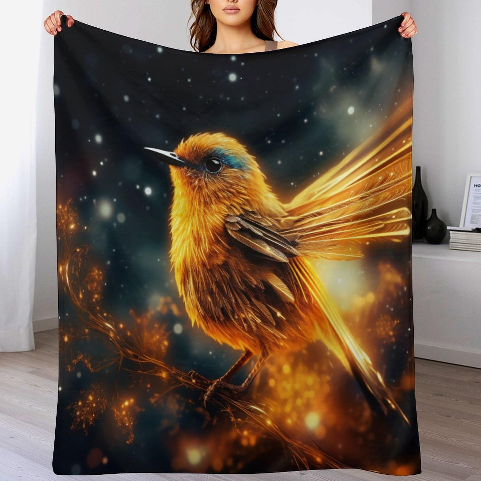 Couverture oiseau mignon motif 3D plaid polaire doux pour bébé et enfant