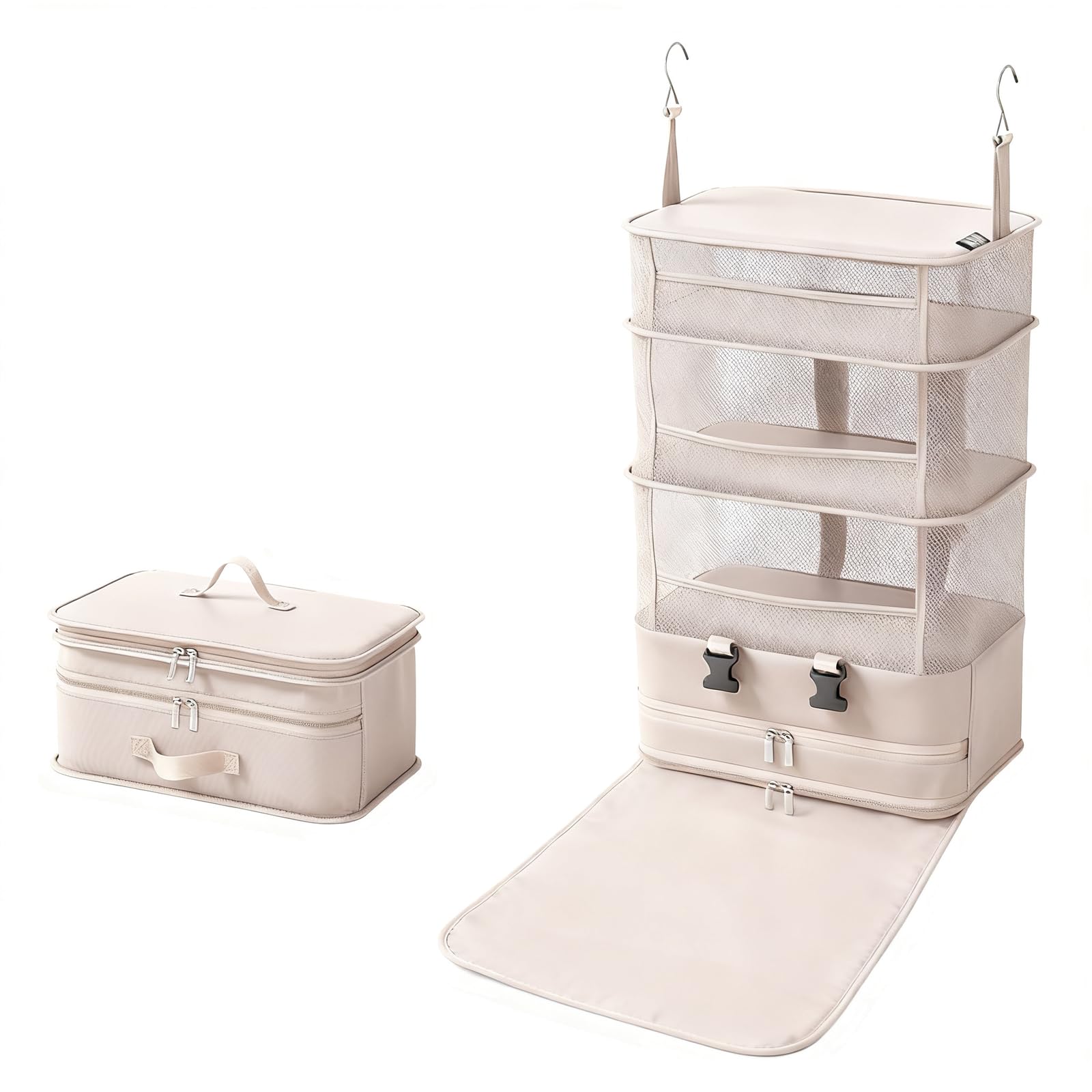 Organizer da viaggio pieghevole a cubo con scomparti,cachi