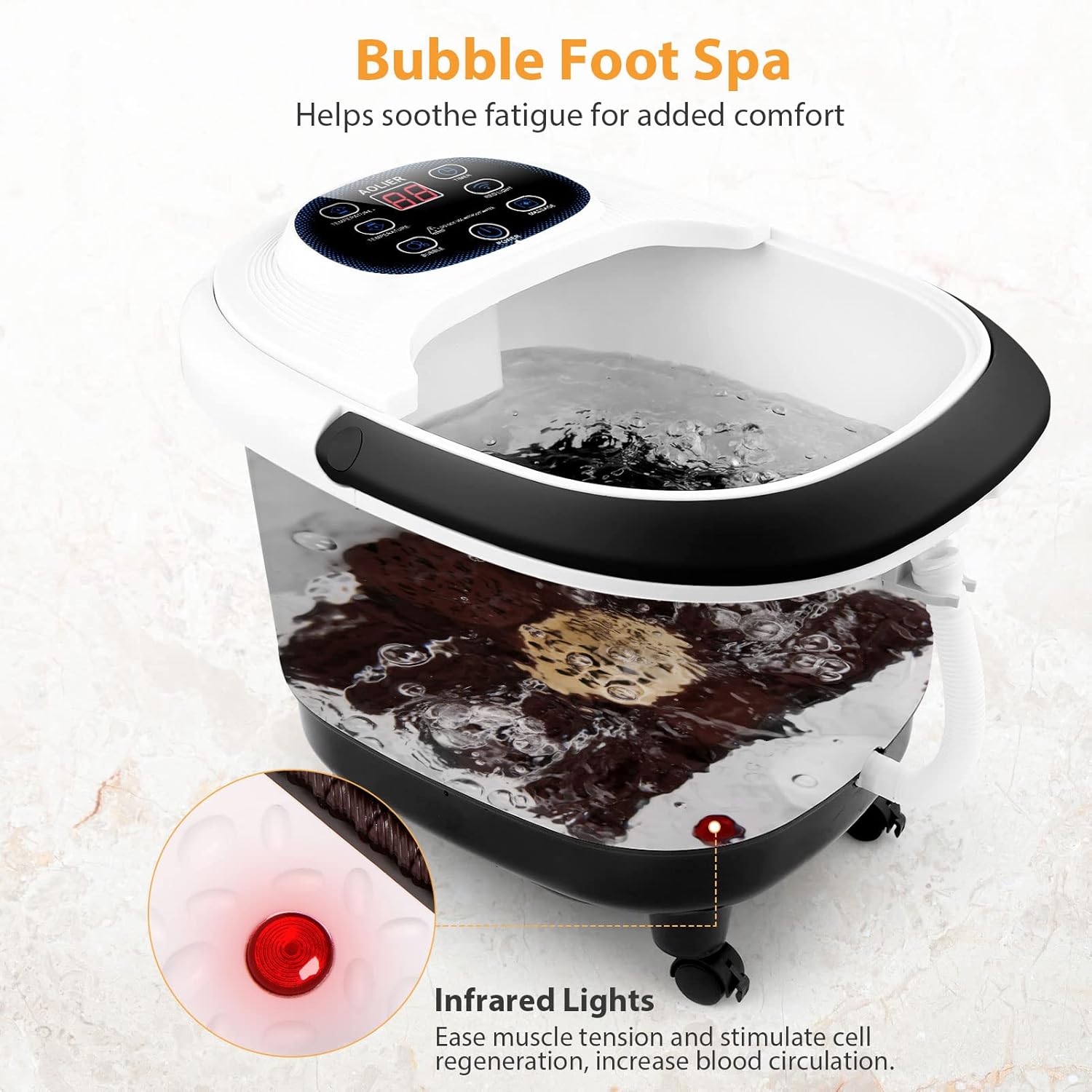 Foot Spa Bath Massager with Heat, Bubbles Jets, Pedicure Foot Soak Tub, 8 Automatic Maize Roller, Timer&Temp Remote Control, Red Infrared Light, Medicine Box, 21 Motorized Shiatsu Massage for Relief : Beauty & Personal Care